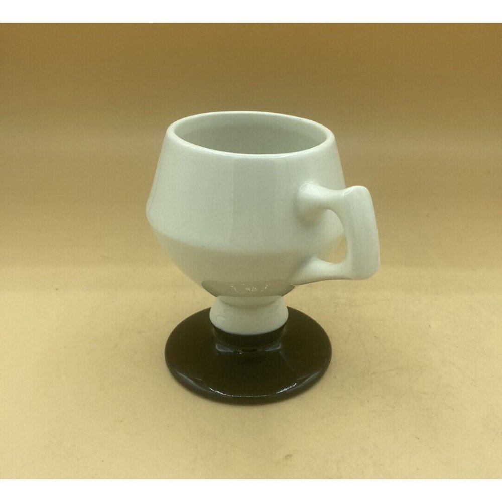 Vintage Hall China Pedestal White Mug Restaurant Ware Black Footed - Picture 3 of 12